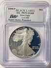 1994 P  American Silver Eagle PERFECT PROOF by ICG  PR70 Austin Hutto, President