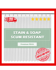 Clear Shower Curtain Liner 4G Heavy Duty PEVA Waterproof with 72''x72''