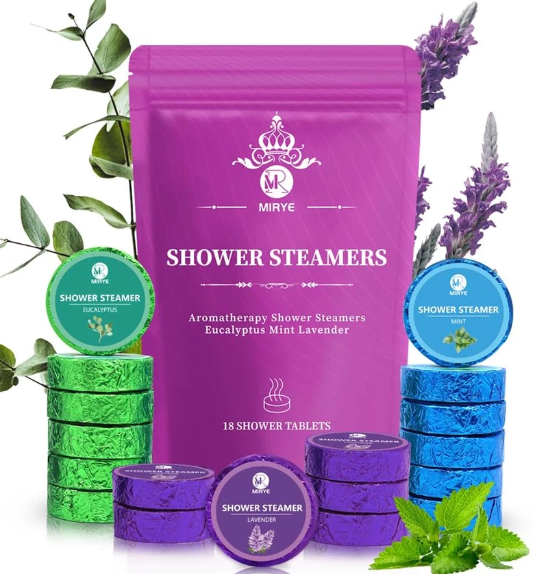 Shower Steamers Aromatherapy Gifts for Women, 18-Pack Organic Eucalyptus Lavende