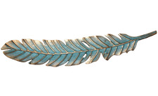 ARTISAN CRAFTED Lightweight Gold Patina Finish 22" Metal Feather Wall Hanging