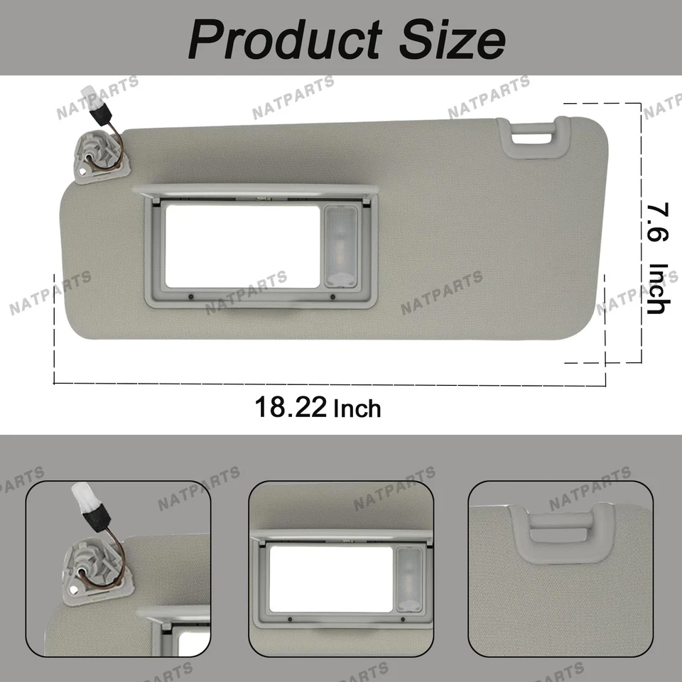 Left Driver Side Sun Visor w/ Light for Nissan Titan 2004-2024 96401-EZ70B - Image 4 of 4