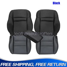 Driver & Passenger Top & Bottom Leather Seat Cover Black For 03-07 Honda Accord