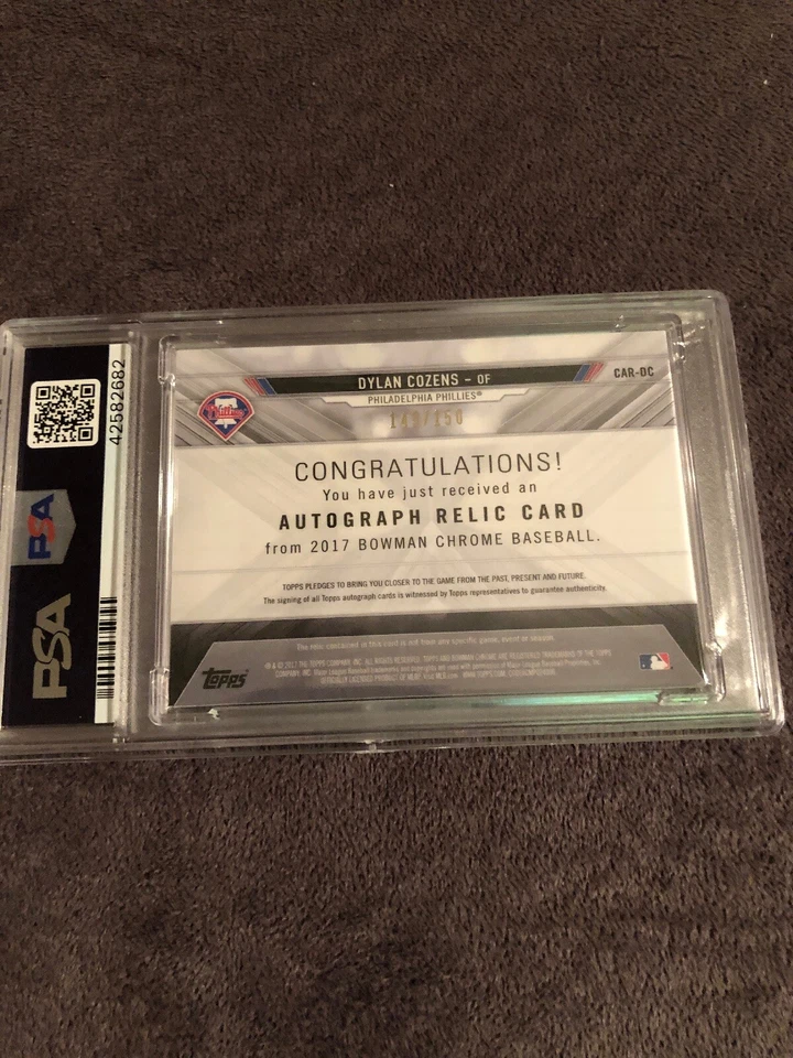 2017 Bowman Chrome Dylan Cozens Phillies Prospect Relic Auto PSA/DNA 9/10💎POP 1 - Image 4 of 4