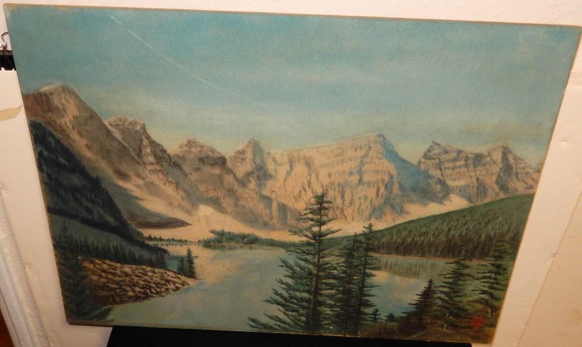 KAKUSEN FUKUYAMA ORIGINAL OIL ON SAND BOARD LANDSCAPE