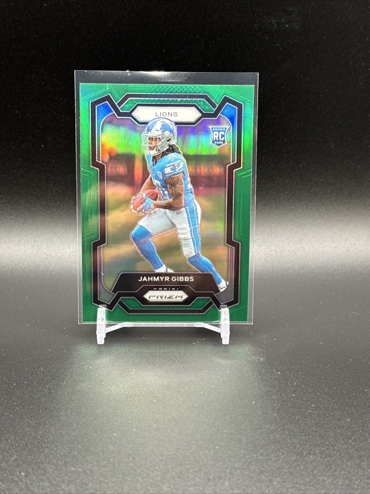 Jahmyr Gibbs 2023 Panini Prizm Football Rookie RC Green Prizm Lions SP #331