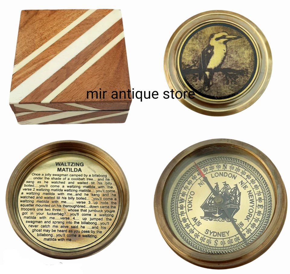 Brújula australiana de latón diseño Cucaburra mejores regalos para hombre, cumpleaños, Foto 2 de 4