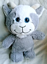 Kellytoy Gray Goat Plush Animal Blue Glitter Eyes 2017 13" Tall Horns