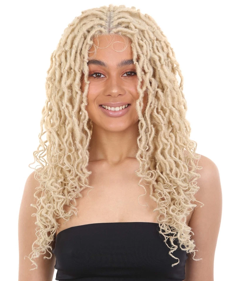 LUXLUXE Diamond Curly Locs 23" Long 4X4 Hand Tied Lace Braided Wig,BLB-0143 - Image 2 of 4