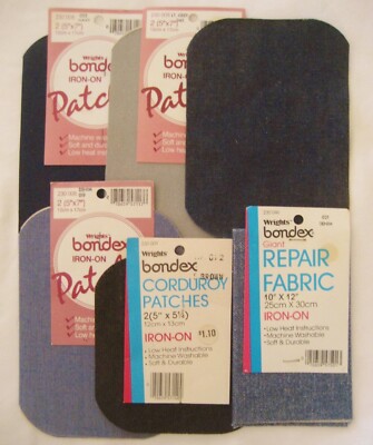 Bondex Mixed Lot Patches, Iron On Mending Patches, No Sew Repair