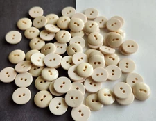 12 Almond  Slightly domed top 2-hole sew through Plastic Buttons 5/8" 15mm 