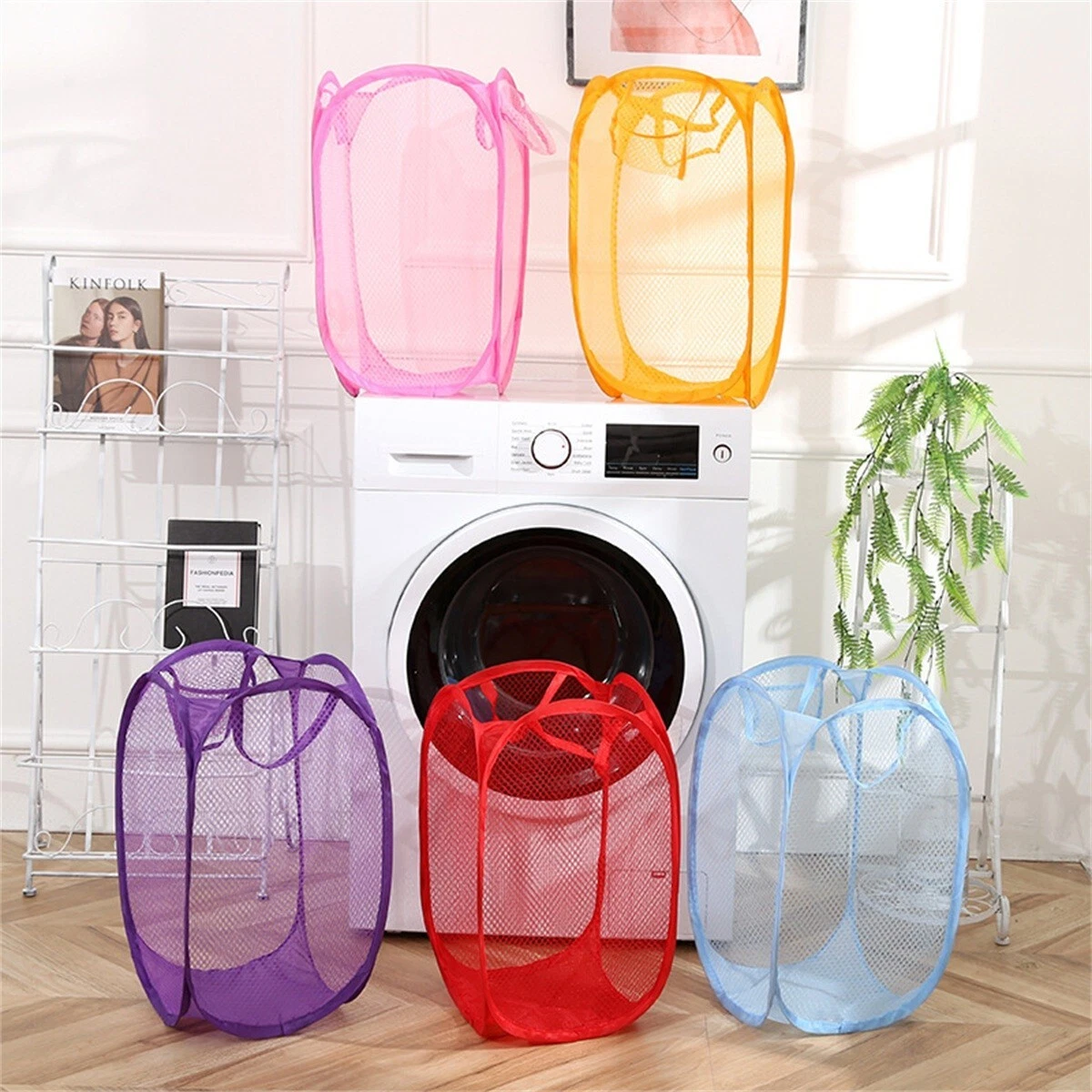 mesh collapsible laundry basket