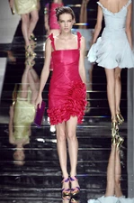 VALENTINO Vintage Yellow Ruffle Rosette Flower Dress 8    S/S 2008