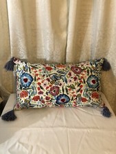 Lillian August Embroidered Bees and Floral Throw Pillow 24 X 14
