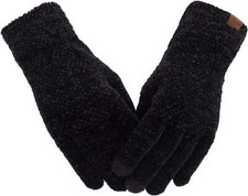 Winter Touchscreen Gloves for Women Chenille Warm Knit with 3 Touch Screen B