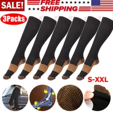 3 Pairs Copper Infused Compression Socks 20-30mmHg Graduated Mens Womens S-XXL