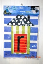   BREEZE ART Monogram "R" about  13" x 18" Garden Flag House  red door