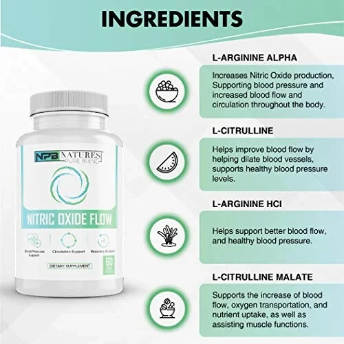 Nature's Pure Blend Nitric Oxide Supplement L-arginine and L