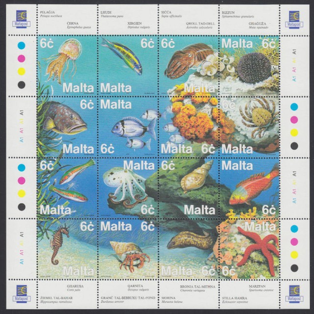 Malta 1077-1092 postfrisch/** Kleinbogen ZD-Bogen Fauna des Mittelmeeres Tiere Malta 1077-1092 postfrisch/** Kleinbogen ZD-Bogen Fauna des Mittelmeeres Tiere