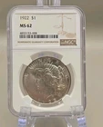 1922 Peace Silver Dollar $1 - NGC MS62
