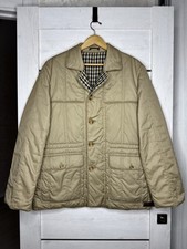 Vtg Aquascutum London Quilted Jacket Coat Beige Made in England Men's 42 Large