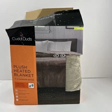 Cuddl Duds Plush Heated Blanket w 2 Remotes, King, Taupe, BRAND NEW IN BOX