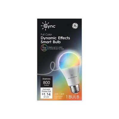 GE Cync Smart Bulb Dynamic Effects Full Color A19 2.4GHz Wi-Fi Bluetooth