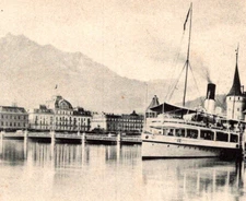 Antique RPPC Lucerne Mount Pilatus Switzerland c1900s Lake Steamships