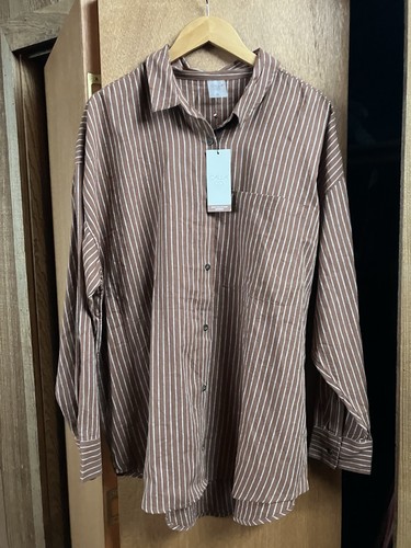 Calia (Size XL) Oversize Sleeve Button Down Top Coverup Linen Blend Lagenlook - Picture 1 of 7
