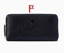 Kate Spade New York Sienne Logo Continental Large Black Leather Zip Wallet