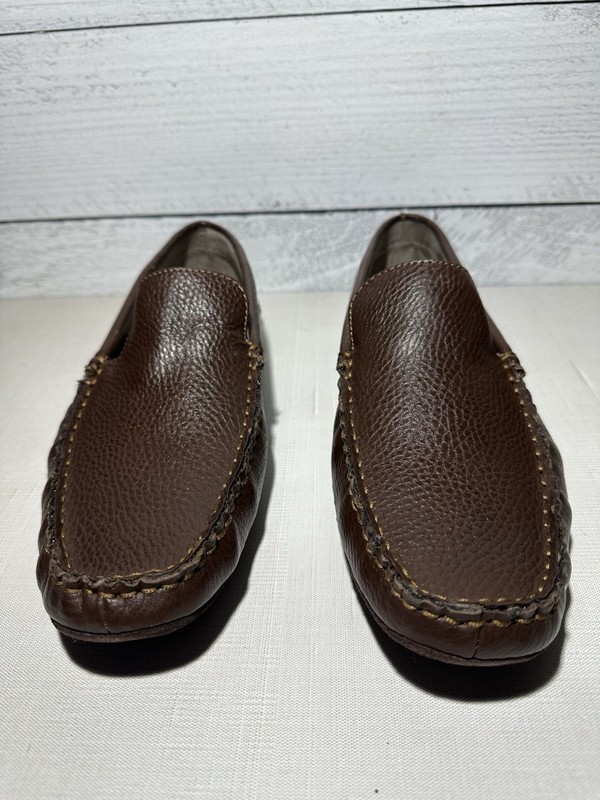 Calvin Klein Men's Size 8.5 Brown Leather Loafers Slip On Dress Shoes, 34F0858
