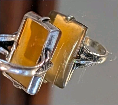 VINTAGE STERLING SILVER ART DECO CARNELIAN RING SIZE 8