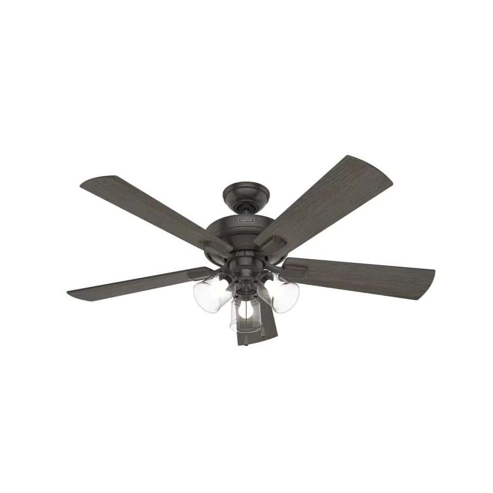 Ventilador de techo Hunter Fan Crestfield 52 pulgadas bronce blanqueado gris pino Foto 2 de 4