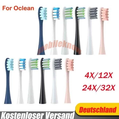 MARKENLOS 4x/8 32x Zahnbürstenkopf/Düse/Reisebox für Oclean X Pro Elite/X Pro/X/F1/Air2/W1