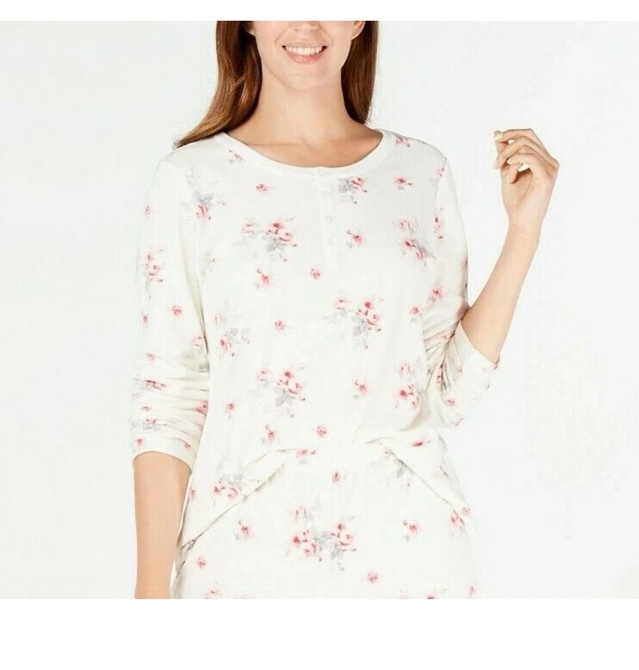 Mujer Charter Club Pijama Conjunto Floral Acogedor Cálido Pequeño Mediano  Foto 2 de 4