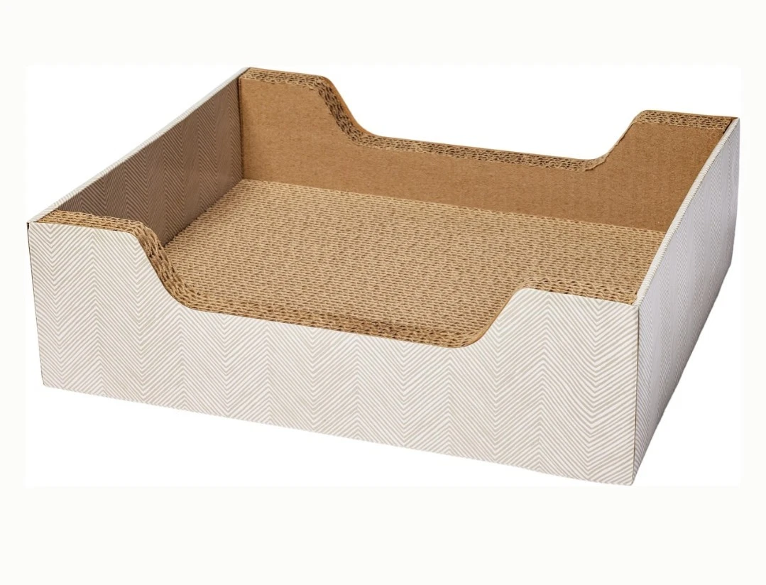 Step-In Cat Scratcher Toy with Catnip, Natural Chevron