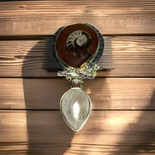 Boma Sterling Silver Pendant with Ammonite Fossil, Peridot and Moonstone and MOP