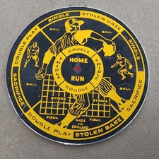 Large 17" Vintage Dart Board DOUBLE-SIDED w/ BASEBALL 1960s