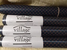 VTG Village Dark Blue Printed #581692 Wallpaper Roll Lot Of 4 Pre Pasted Vinyl 