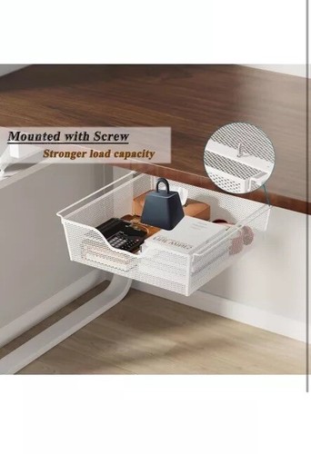 2 Pack Under Desk Drawers Self Adhesive Drawers for Under Desk Storage White - Picture 5 of 9