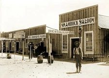 Wild West 1905 Shamrock Saloon PHOTO Nevada Bar Barber Shop Old Tavern Cowboys