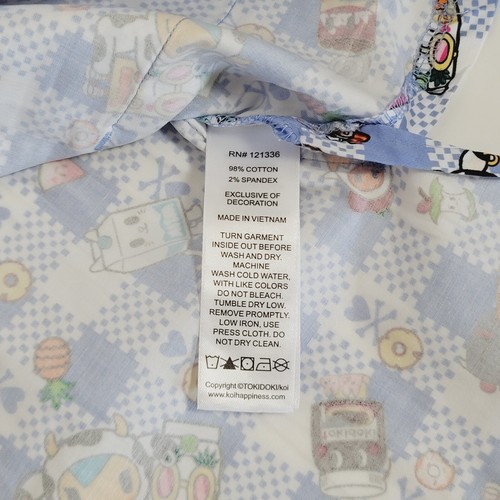 Koi Tokidoki Eve Womens Large Scrub Top Summer Picnic Stretch #1017TKD, NWT - Picture 7 of 9