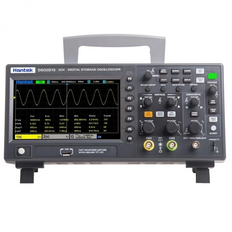 Hantek DSO2D10 2CH 100MHz 1GSa/S Digital Oscilloscope + 1CH AWG Signal Generator - Image 4 of 4