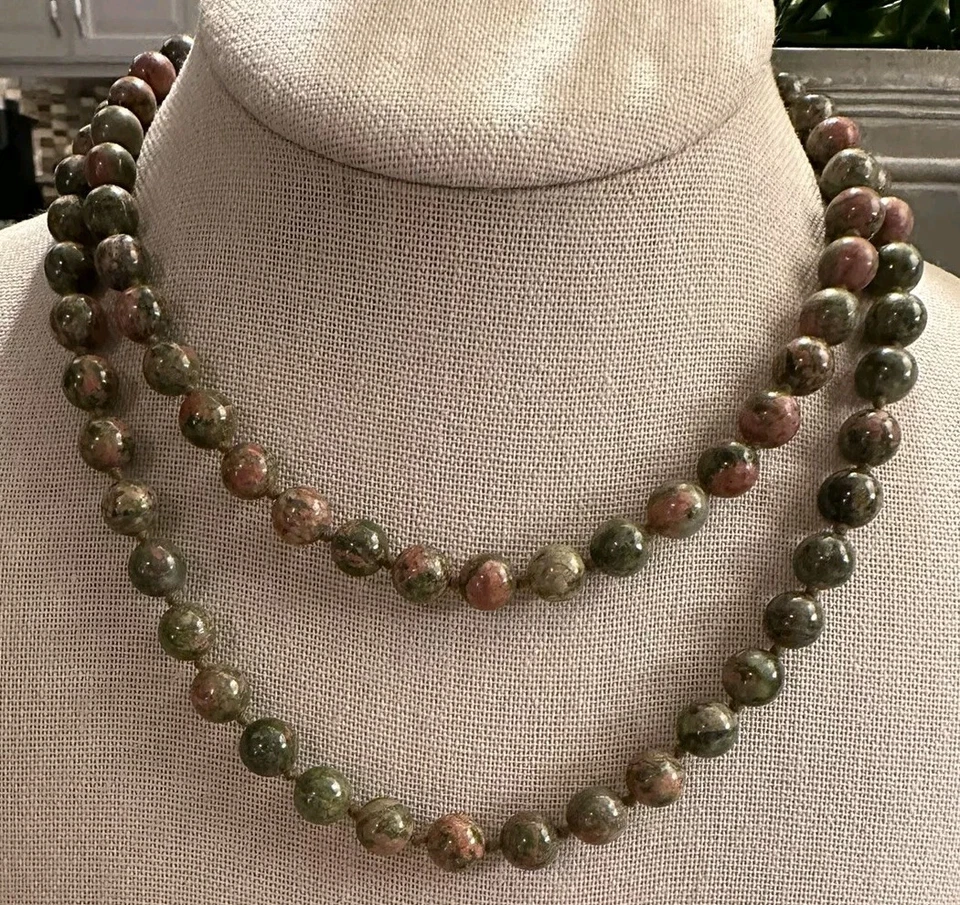 3 pc Unakite & Jadeite Jade Green & White Butterfly 2 Necklace & Bracelet Set - Image 3 of 4