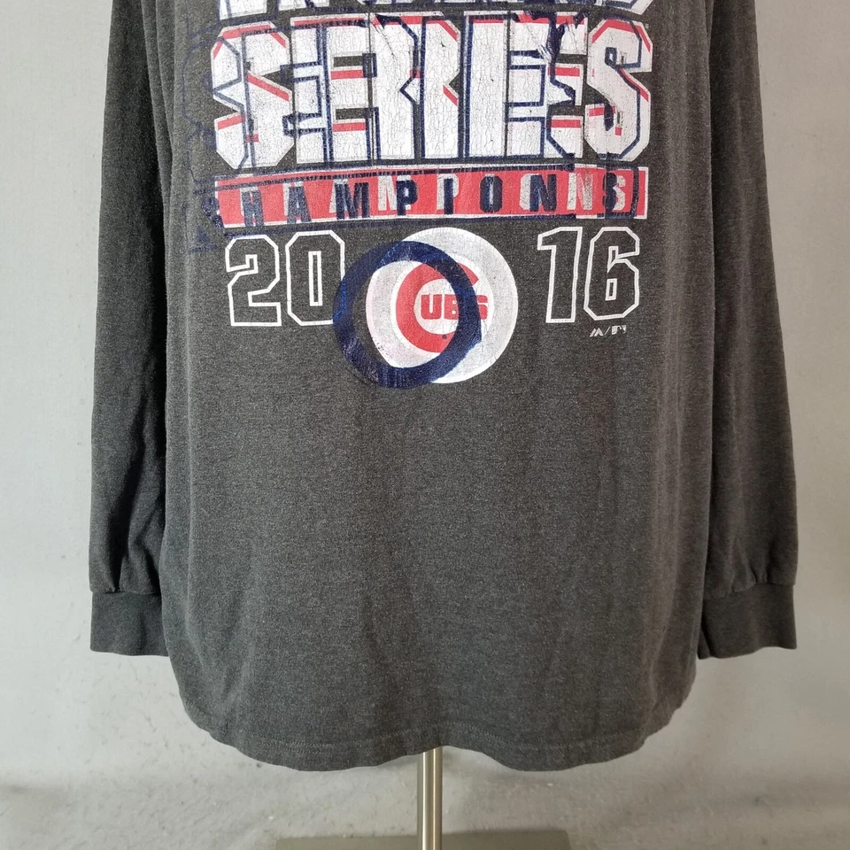 Рубашка Majestic Chicago Cubs 2XL XXL мужская с длинным рукавом серая MLB 2016 World Series - Изображение 3 из 4