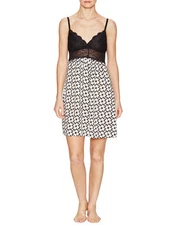 NEW JOSIE BY NATORI $68 BLACK FIJI SWIRL CHEMISE SZ M MEDIUM