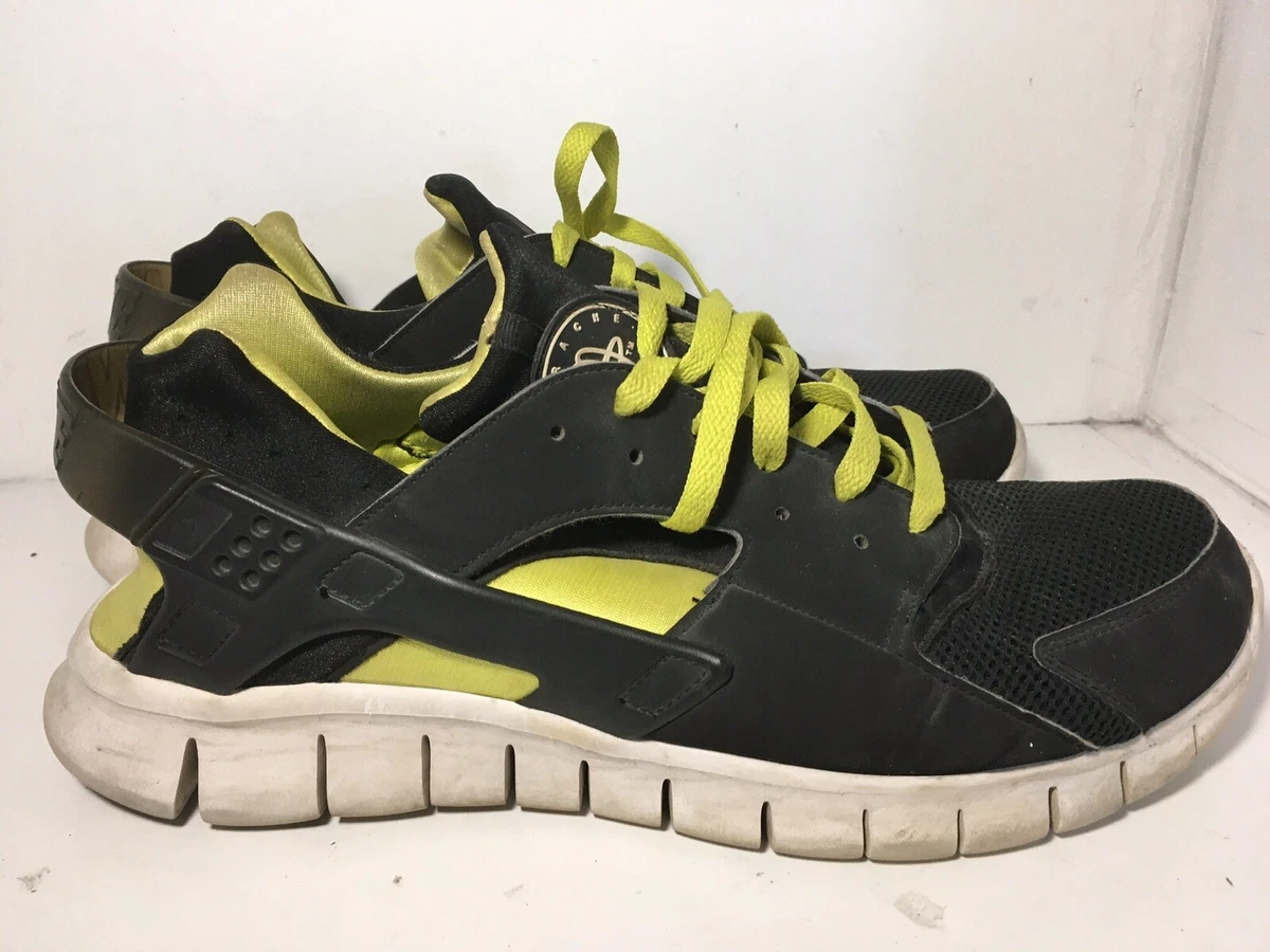Nike Huarache Free Bumble Bee Black Neon Yellow Running Shoes Mens 13