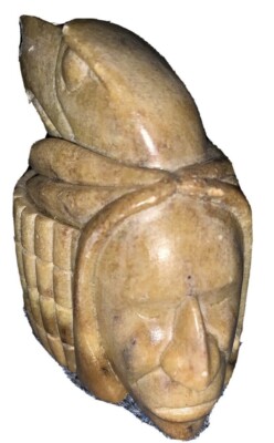 *Special* Stone Carved Tribal Head & Eagle Statue Figurine Mukuk Made Cherokee