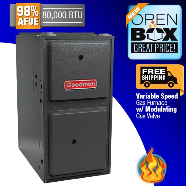80K BTU 98% AFUE Goodman Modulating Upflow/Horiz Gas Furnace GMVM97 Open  Box | eBay