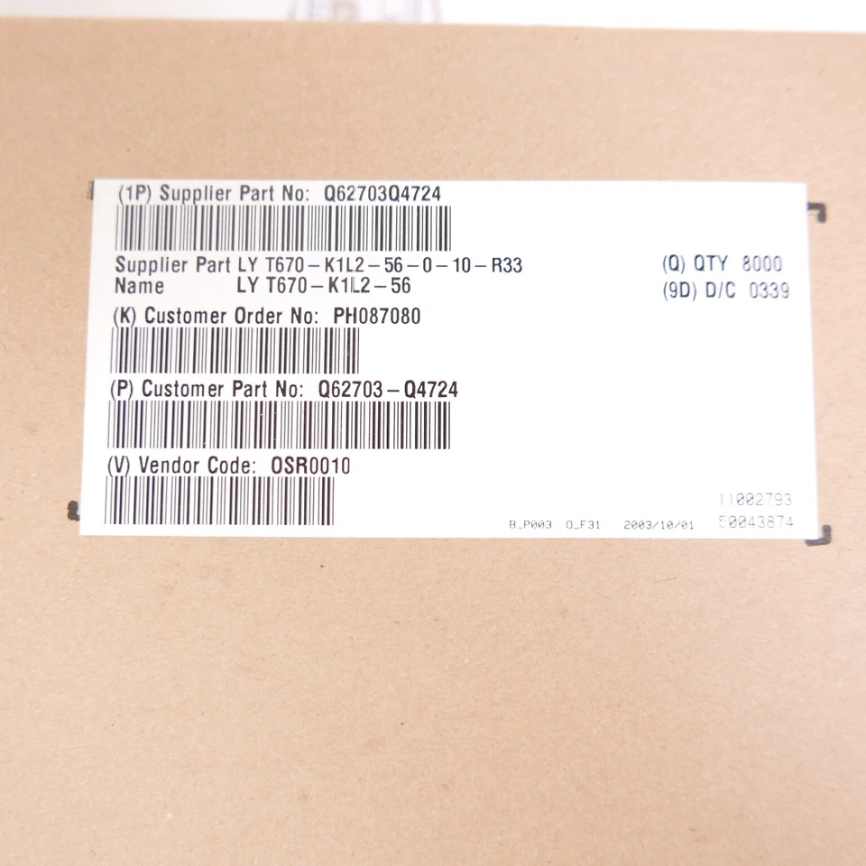 OSRAM T670 LED TOPLED Yellow color code k15 GaAsP  PLCC-2 SMD **NEW** Qty 8,000 - Image 2 of 4