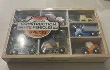 Melissa  Doug Wooden construction Site Vehicles With Wooden Storage Tray 8 pcs